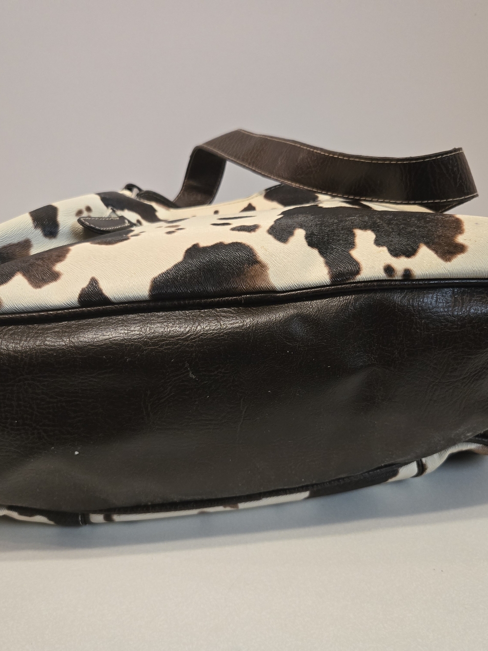 Vintage Cow-Print Satchel in Brown and White - Picture 12 of 12